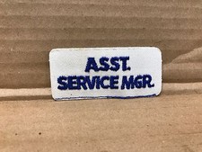VINTAGE ORIGINAL EMBROIDERED ASST SERVICE MGR JACKET PATCH 3.25" X 1.5"