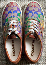 Coach Womens Sneakers Size 8.5 Signature Pride Collection Rainbow NWOB