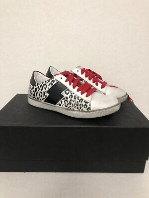 NIB AMIRI White/Black 'Viper Snow Leopard' Leather Sneakers Shoes Size 6/36 $550