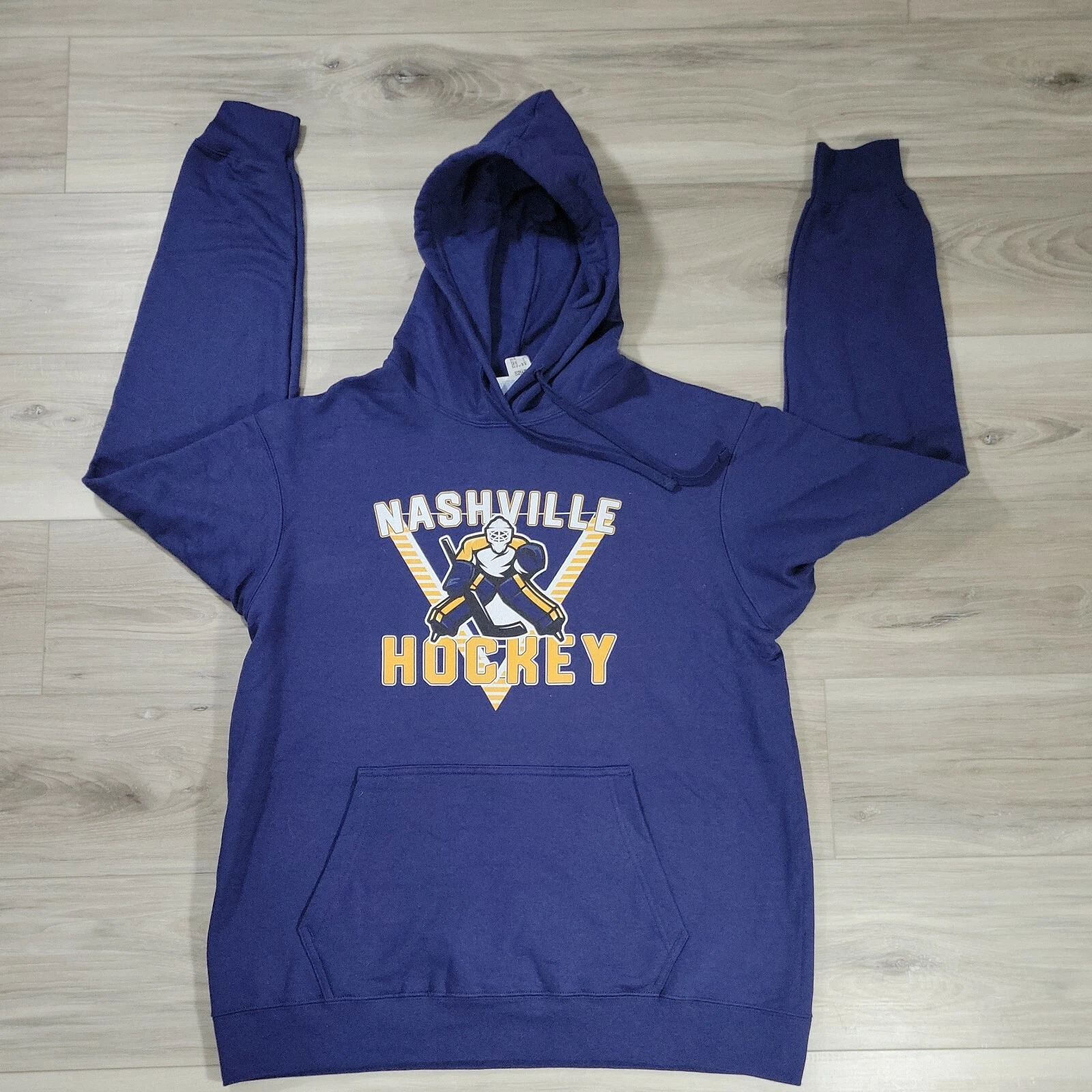Nashville Predators Sweater Men's Large Navy Blue Gold Pullover Hoodie New