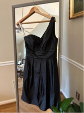 Women's David's Bridal Dress Size 6 Black One Shoulder Party Cocktail