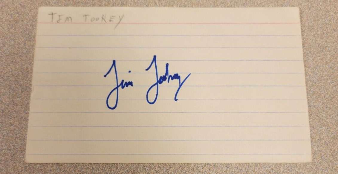TIM TOOKEY SIGNED 3x5 INDEX CARD NHL AUTOGRAPH CAPITALS PENGUINS KINGS FLYERS