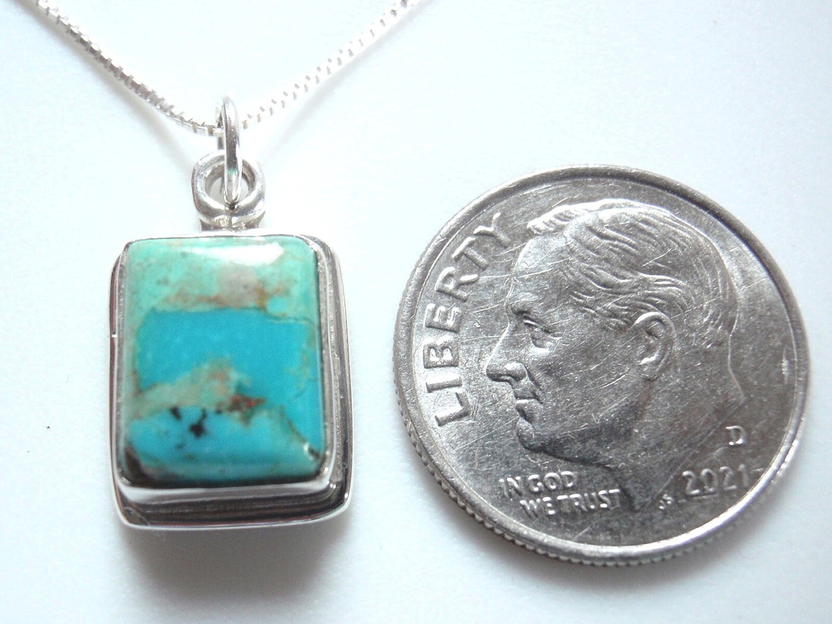 Turquoise Rectangle 925 Sterling Silver Necklace you will receive