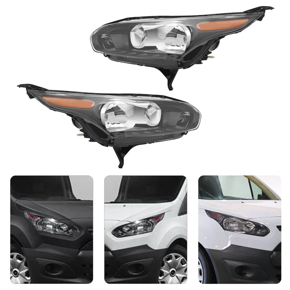 Left+Right For 2014-2018 Ford Transit Connect Halogen Headlight Headlamps w/Bulb Foto 4 de 4