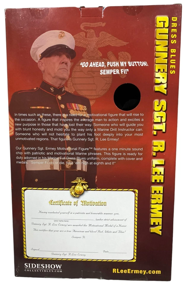Sideshow Gunnery Sgt R.Lee Ermey Dress Blue Marine 1/6 12"Action Figure NEW 2006 - Image 2 of 4