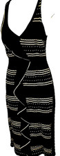 VERSACE COLLECTION Luxury Bodycon Flounce Dress Black/Yellow 10 US Retail $1625