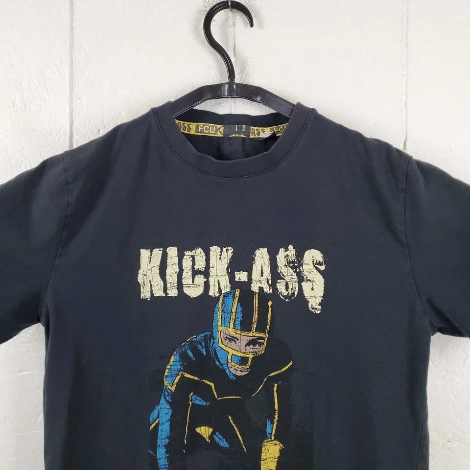 Camisa De Colección Fcuk X Kickass Para Hombres Pequeña Negra Cuello Redondo Manga Corta Gráfico Foto 2 de 4