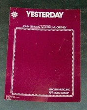 Yesterday Written by John Lennon Paul McCartney. 1965 Sheet Music Beatles