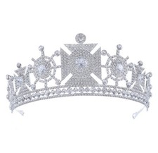 Queen Austrian Crystal Rhinestone Tiara Crown Pageant Bridal Prom Wedding T93