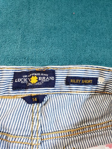 Lucky Brand Shorts Sz 14 Youth Girls Blue Stretch Bermuda Jean Striped Riley NWT - Picture 7 of 17