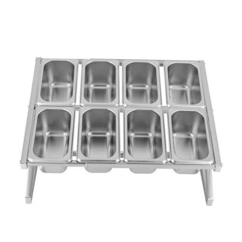 8-Pans Kitchen Sliver Spice Shelf Stainless Steel Spice Rack - Picture 9 of 14