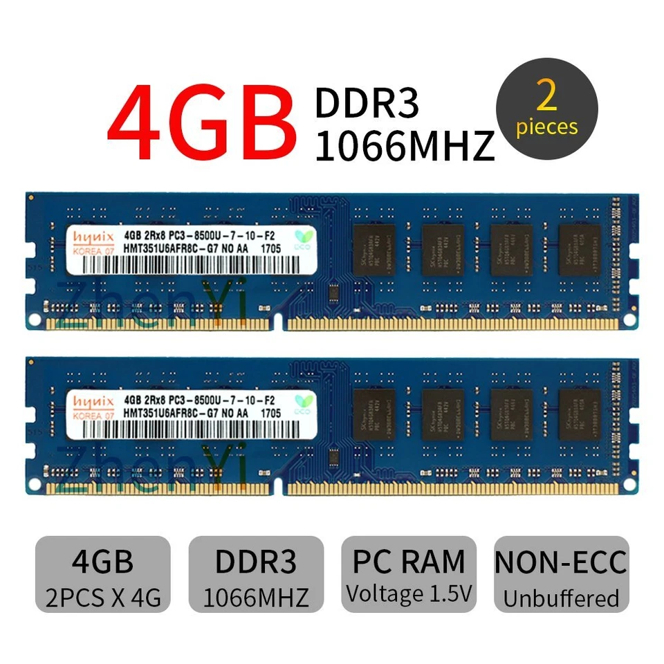 32GB 16GB 8GB 4GB PC3-8500 DDR3 1066mhz 240pin Desktop Memory For Hynix Lot UL - Image 4 of 4