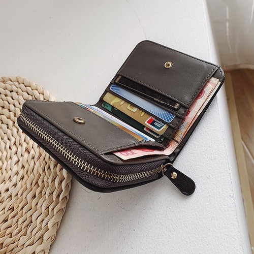 Unisex ID Credit Card Holder Leather Multi Pocket Wallet Pouch Zipper Coin Purse - Picture 4 of 10