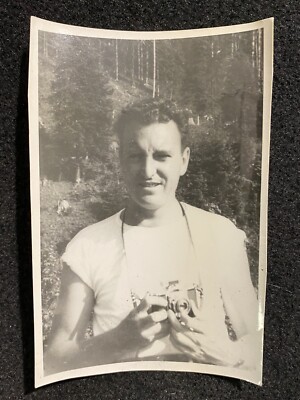 Man With Camera Taking Picture Antique Snapshot Photo