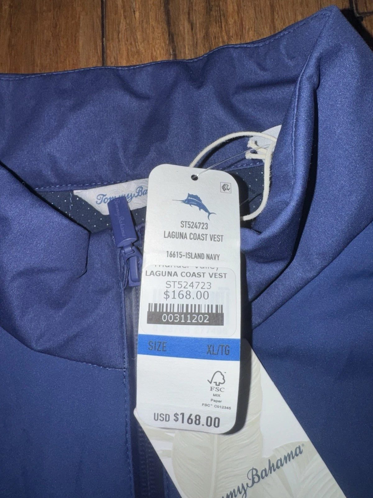 Tommy Bahama IslandZone Laguna Coast Softshell Vest Full Zip Pockets Blue XL - product detail image 2