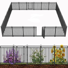 Decorative Garden Fence Metal Dog Fence Outdoor,32in H x54ft L ,21Panels 3Gates