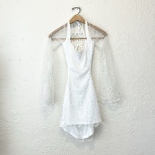Lucy in the Sky Dress White Mesh Sequin Fairy Backless Party Medium M