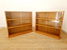 Pair of Mid Century Bookcases Oak School Shelving