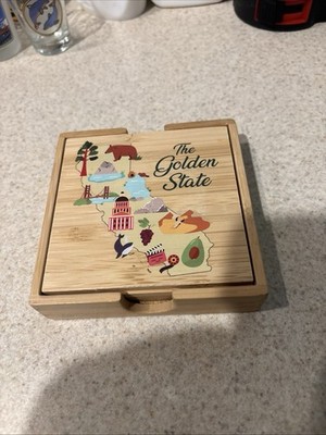 California Golden State 4pc Coaster Puzzle Design With Box Brand New
