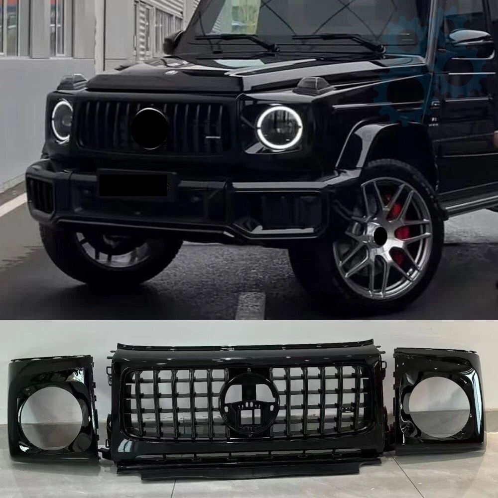 Grille De Calandre Noire Pour Mercedes Classe G W463 (2019-2025) - Avec Cache Phare, Neuf, Tuning
