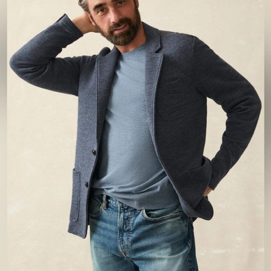 Chaqueta tejida FAHERTY RESERVE THE INLET BLAZER Hombre L DEEP NAVY MELANGE ORGÁNICA Foto 2 de 4