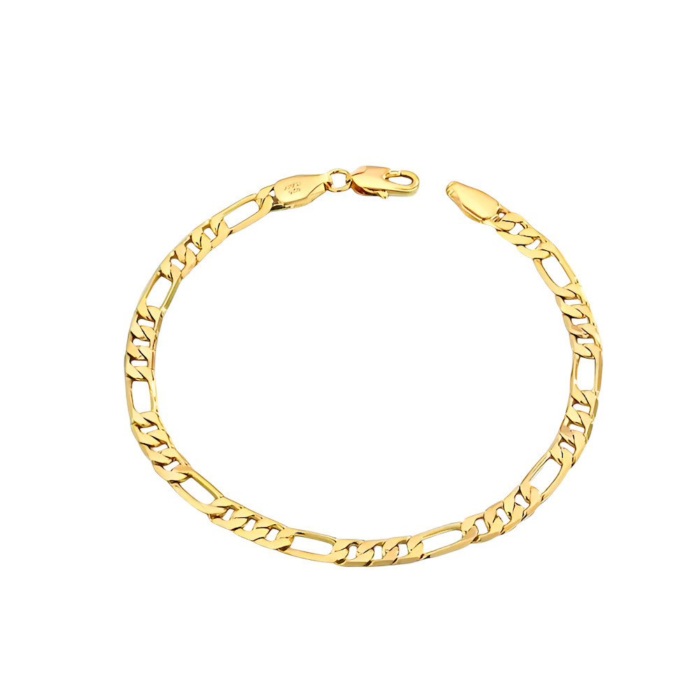 Bracelet Maille Figaro 20 cm en Plaqué Or Jaune 585 pour Homme