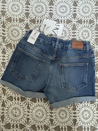 NUEVO CON ETIQUETAS ZARA Niñas Pantalones Cortos Vaqueros y Ojales Blanco Conjunto Tanque - Talla 9 - Imagen 6 de 6