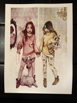 18 x24  Large Illustration Art Print Titled  Twinns  By Chris B. Murray
