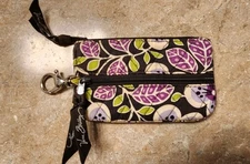 Vera Bradley Plum Purple Petal Coin And Key Holder Change Purse Wallet Small