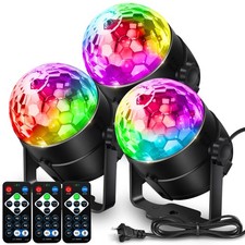 Disco Ball DJ Party Lights Sound Activated with Remote Control Strobe Lamp 7 ...