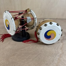 Korean Traditional Miniature Drum  Janggu Set  Handmade Wooden Leather D cor