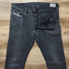 Diesel Jeans Men 32x34 Black Tepphar Slim Carrot Stretch Denim Grunge 0886Z