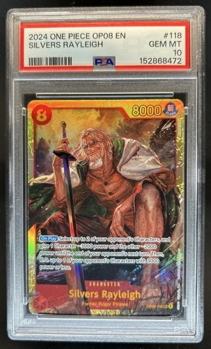 2024 One Piece Two Legends Silvers Rayleigh Secret Rare #OP08-118 PSA 10