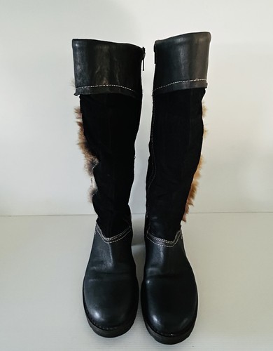 Botas hasta la rodilla Manas Design talla 39 de gamuza negra de piel real hechas en Rumania - Imagen 3 de 11