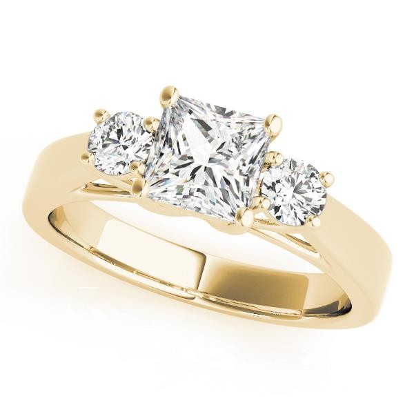 3-Stone Princess Cut Engagement Ring Lab Grown Diamond VS F 1.05-1.85 Carat Gold