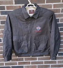 Handyman Club of America Life Member 100% Leather Bomber Jacket XXL Brown Zip