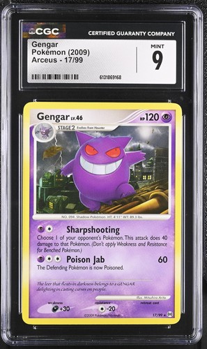 CGC 9 MINT Gengar 17/99 Arceus Carta Pokemon Non Holo - Foto 1 di 2