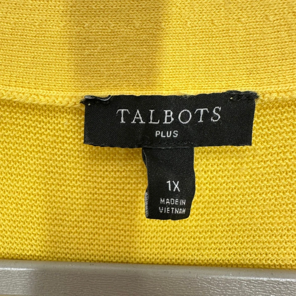Talbots Plus Size 1X Yellow Button Front Cardigan Sweater Lightweight Casual - Image 4 of 4