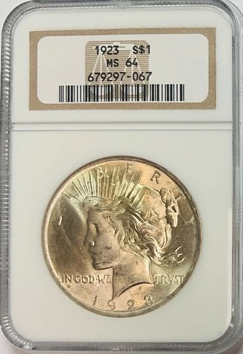 1923 P Peace Silver Dollar - NGC MS64 - Old Holder - No Reserve