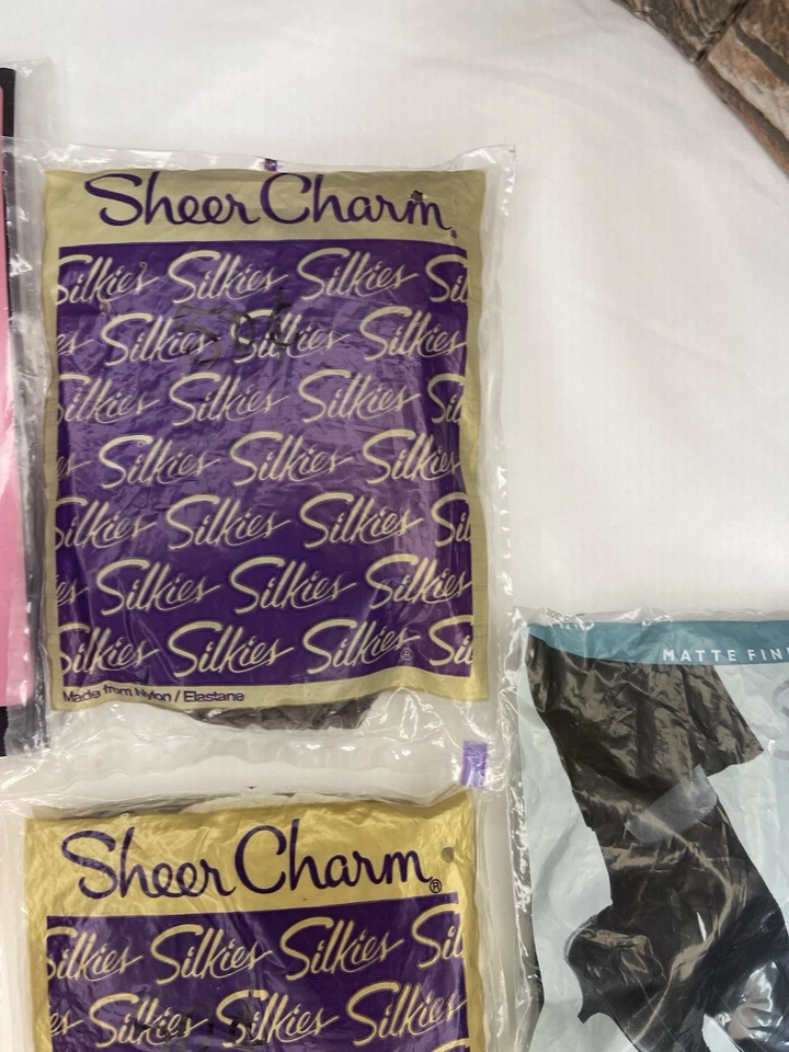 VTG Lot Of 5 Silkies Queen Knee Highs Pantyhose Queen Navy Ivory BlackNEW - Image 4 of 4