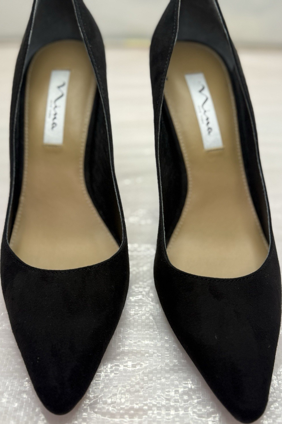 Nina Black Suede Pointed Toe Stiletto Pumps Women's EU 40