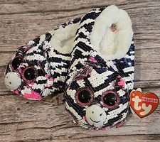 TY Fashion Slippers Zoey Zebra NWT Girls Size 1 To 3 212