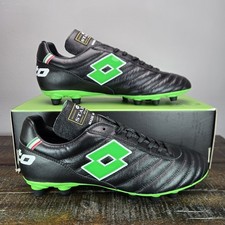 Lotto Stadio OG II FG Mens Size 9 Soccer Cleats Shoes Black Spring Green Italy