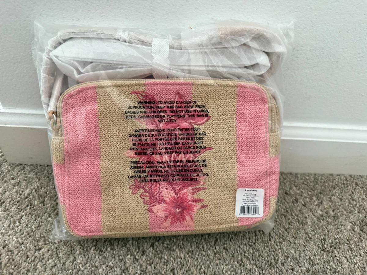 Vera Bradley Mini Straw Backpack in “Candy Pink Stripe” pink embroidery.  NWT Vera Bradley Pink Straw Exterior Bags & Handbags for Women  main image 3