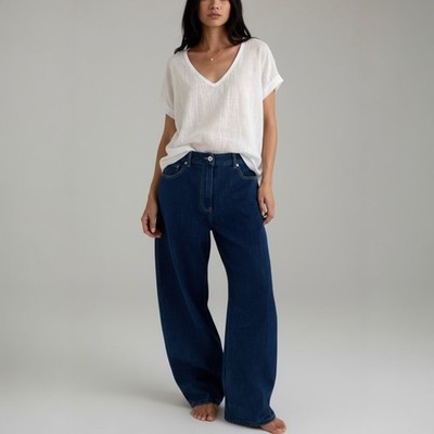Sexy Woman Damen Jeans S M L XL Neu 30-42 dark blue blau stretch Neu wide leg
