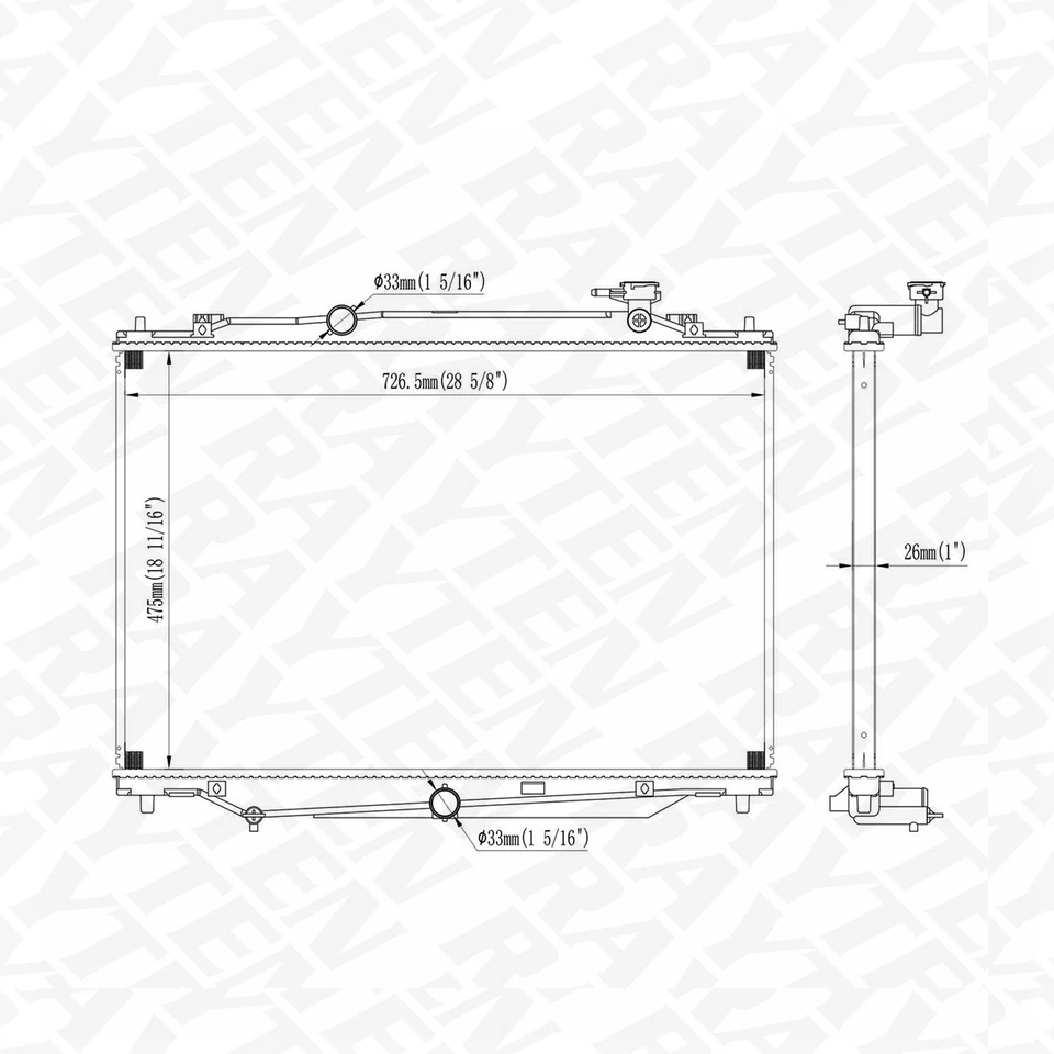 13622 Radiator for Mazda CX-9 2016 2017 2018 2019 2020 2021 2022 2023 2.5L L4 Foto 2 de 4