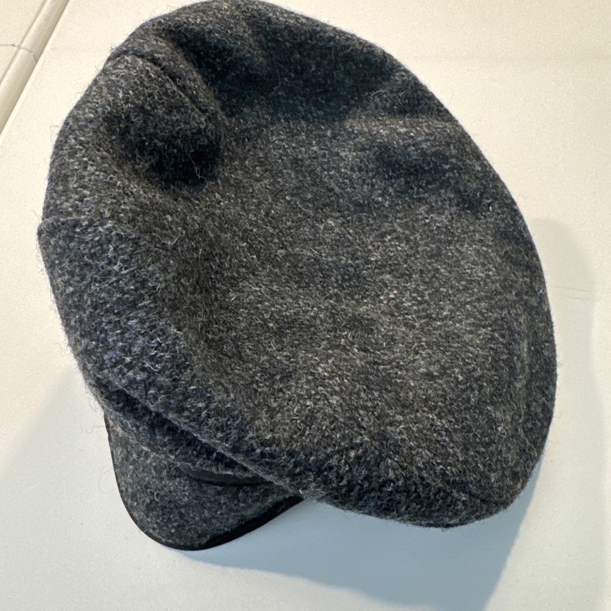 Vintage Eddie Bauer Harris Tweed Earflap Flat Cap Sz Medium Thinsulate Gray