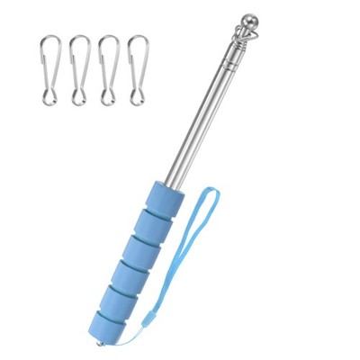 3.94Ft/1.2M Telescopic Flag Pole with Clips Blue