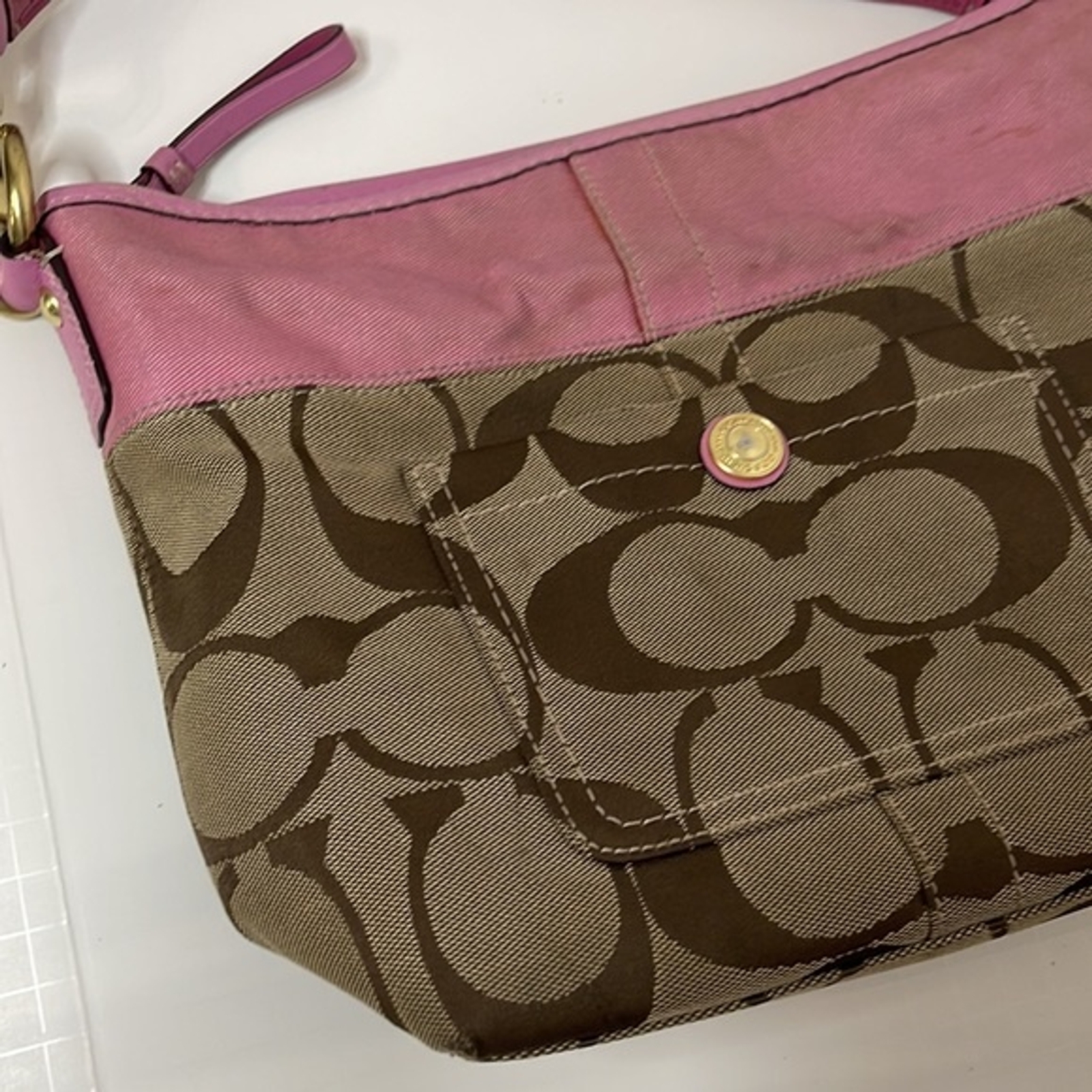 Y2K Coach Signature Shoulder Bag Satchel Purse One Si… Gem