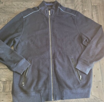 Tommy Bahama Mens Full Zip Sweater Jacket Dark Blue Size Large Pockets 